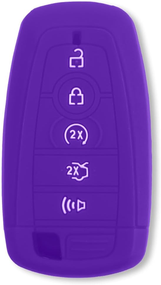 RECON Fits 18-25 Ford F150, Raptor & Super Duty (F250, F350, F450, F550) Bronco Ranger Maverick Escape 100% Silicone Rubber Rugged Smart Key Fob Protection Cover Premium Quality 5 Button (Purple)