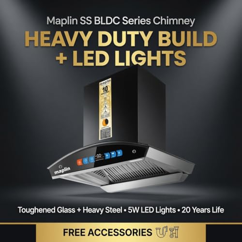 Image of Filterless Kitchen Chimney Model Regalia in 60 cm with BLDC Motor, DUCTLESS, Auto Clean Filterless, Voice Control (Black)