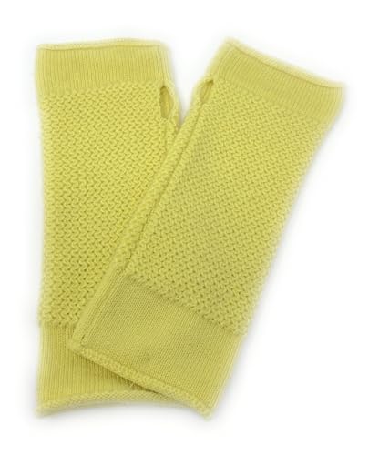 Scotch Tweed Pure Cashmere Gloves - Guantes de muñeca para mujer, color amarillo limón, fabricados en Escocia, Reino Unido, amarillo, Taille unique