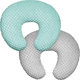 Minky Nursing Pillow Cover, Nursing Pillow Case Plush Breastfeeding Pillow Slipcover Fits Nursing Pillow, Ultra Soft Snug for Infant & Baby Boy Girl, Machine Washable & Breathable, Grey & Mint Green