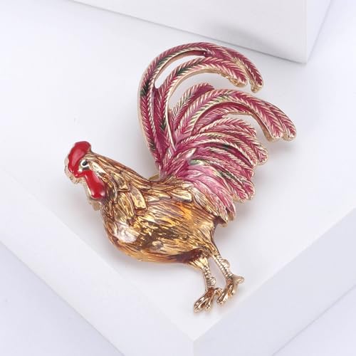Image of Rooster Brooch Pins for Women, Chicken Brooch Pin, Cute Rooster Animal Brooch Lapel Pin, Bohemian Rooster Chicken Brooches Pins for Women Hat Bag Suit Dress Accessories