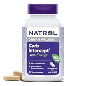Natrol Carb Intercept Capsules with White Kidney Bean Extract – Controls Carbs, Metabolizes Fats, Clinically Tested – Promotes Healthy Weight, 1000mg, 120 Count