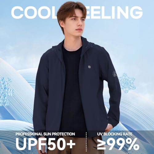 Image of Venzina UPF 50+ Sun Jacket for Men Long Sleeve Zip-up Sun Jacket with Zip Pocket, Removable Hat, Quick Dry Loose-fit UV Protection Clothing for Driving, Riding, Hiking