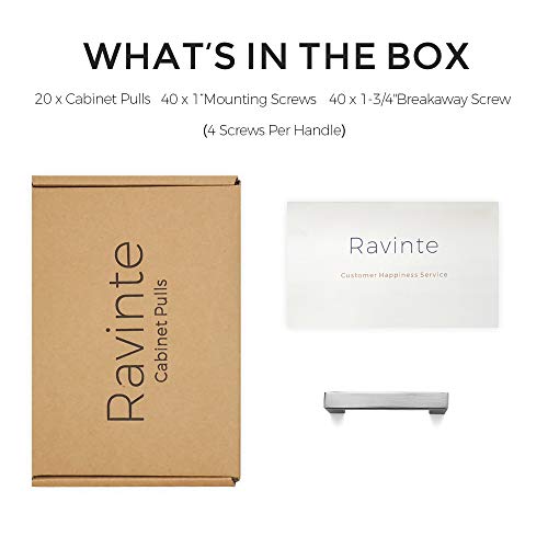 Image of Ravinte 20 Pack 3-3 /4 Inch Square Cabinet Handles Satin Nickel Pulls Brushed Nickel Drawer Pulls Kitchen Cupboard Hardware for Cabinets Cupboard Drawer Handles