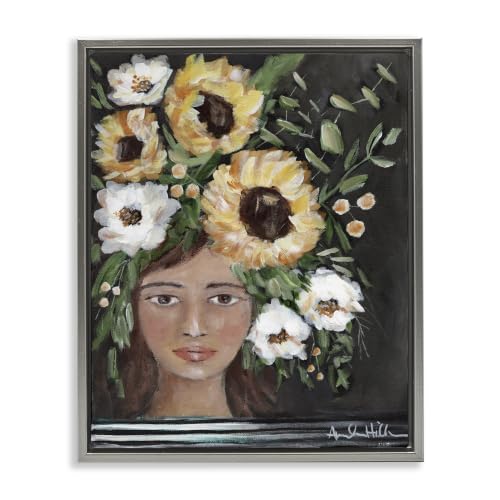 Flower Crown Portrait Botanical, 17 x 21 Inch Canvas in Floater Frame