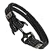 Tom Miller® Bracelet Ancre Homme Noir en Cuir de haute qualité Cadeau pour Hommes Taille 19 cm pour poignet de 18 cm de diamètre (poignet homme petit-moyen)