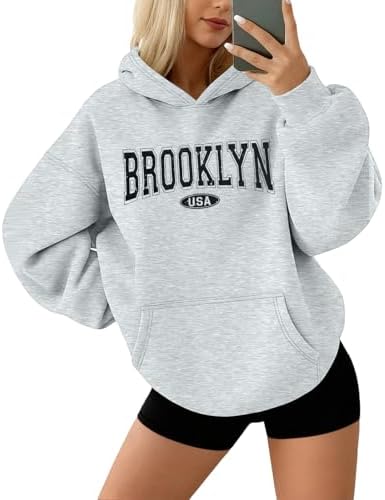 MOUSYA City Graphic Hoodies for Women Oversized New York Hoodie Y...