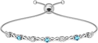 Clara 925 Pure Silver Blue Infinity Hand Bracelet, Adjustable, Anti Tarnish, Swiss Zirconia Gift for Women and Girls Price In India