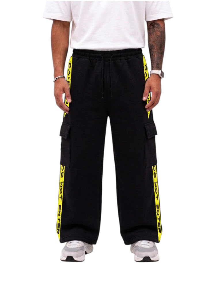 Men Solid Cotton Cargo Baggy Track Pants |Sweat Pants |Oversized |Loose Fit |High Waist | Side Pockets |Multiple Pockets |Wide Leg Open |Relaxed Fit |-picture-23