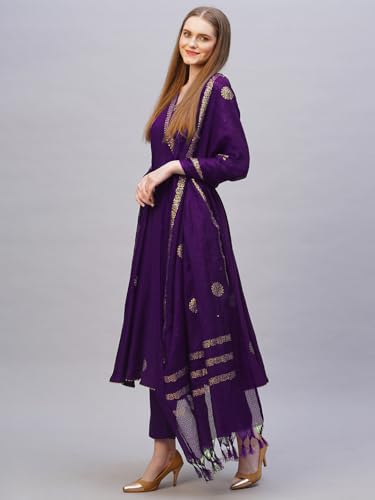 Image of ANNI Designer Rayon Blend Women Kurta Set with Pant & Dupatta