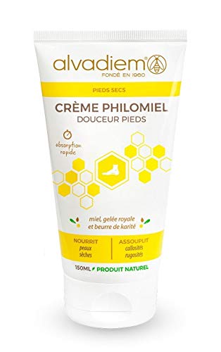 ALVADIEM PHILOMIEL Cream with Organic Acacia Honey - For Dry Feet - Made in France, White, 150 ml (Pack of 1)
