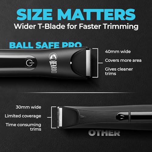 Image of BEARDO Ball Safe Pro Trimmer For Men|Fast Charging Trimmer For Private Parts, Beard, Body| Body Grooming Kit - No Nicks Or Cuts, Powerful Motor, Type C, Fast Charging, 90-Min Runtime,Black