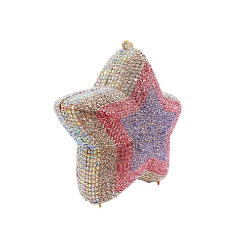 Image of Women Rhinestone Star Shape Clutch Purse Unique Crystal Evening Bag Luxury Chain Handbag for Wedding Cocktail Party | Rhinestone