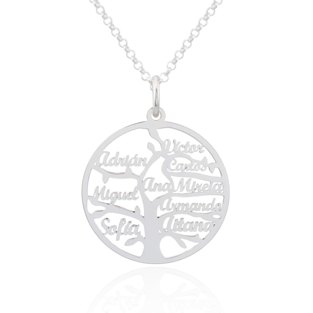 Collar Personalizable Árbol de la Vida con nombres para Mujer Personalizado, con cadena Rolo de 40cm + Alargador. Gargantilla ideal para regalar a madres o abuelas. (Corazón hasta 6 Nombres) — view 8