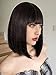 AISI BEAUTY Dark Brown Bob Wig with Bangs Short Brunette Wigs for Women Synthetic Bob Wigs for Cosplay Party 12 Inch