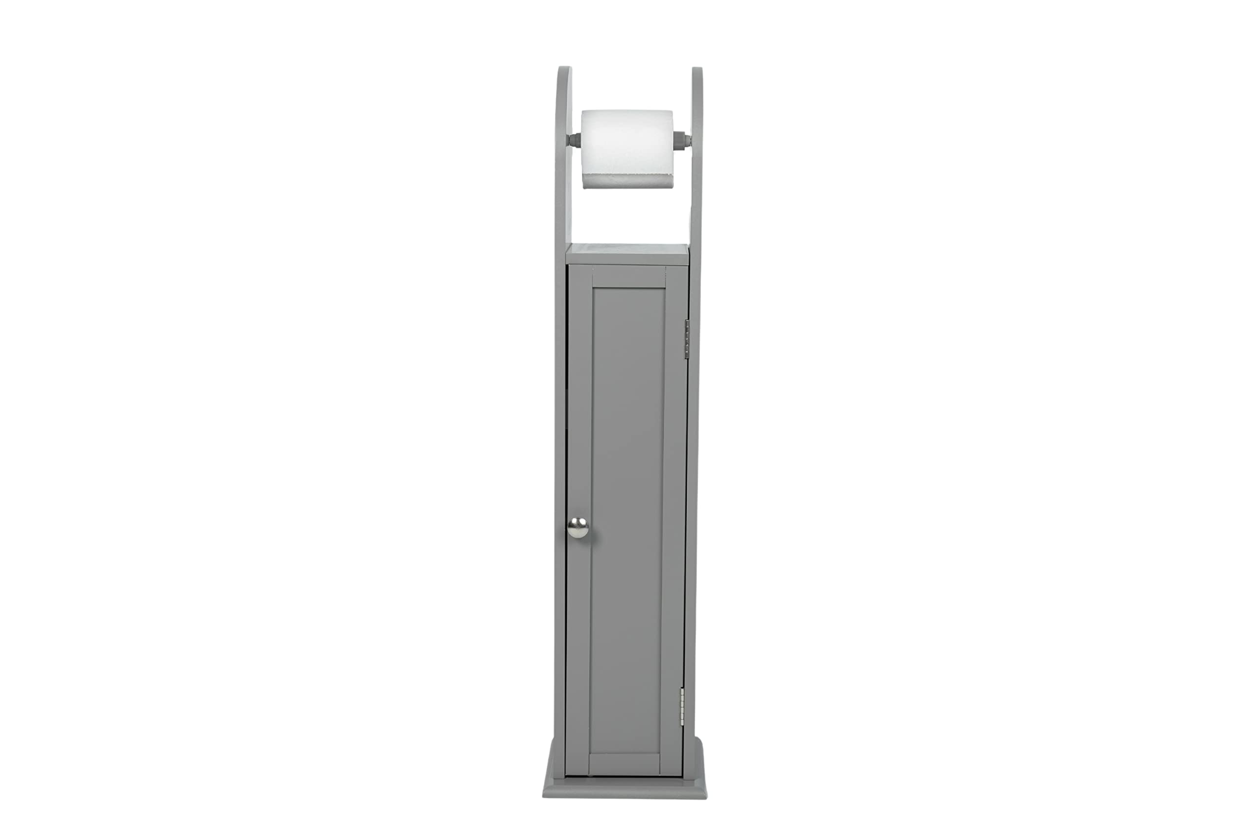 B&Q -  Wooden Toilet Roll Holder Cupboard Cabinet Free Standing Bathroom Paper Storage With Shelf Grey