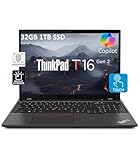 Lenovo ThinkPad T16 Gen 2 16' FHD+ Touchscreen Business Laptop (3-Yr Warranty, 10-Core i5-1335U (i7-1255U) 32GB DDR5 RAM 1TB SSD), Backlit KYB, FP Reader, 1080p Webcam, Win 11 Pro w/AI Copilot