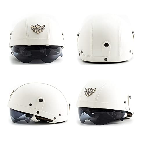 Woljay Vintage Leather Half Helmet for Men & Women Motorcycle Scooter