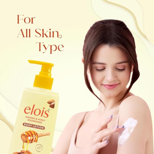 Image of Elois Honey Almond Body Lotion Deep Moisturizer for Women Extremely Dry Rough Skin All Season Hydration for Daily Use Moisturizing & Brightening Non Sticky Paraben Free - 300ml