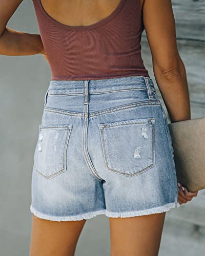 Image of CHICZONE Womens Mid-High Waisted Stretchy Denim Jean Shorts