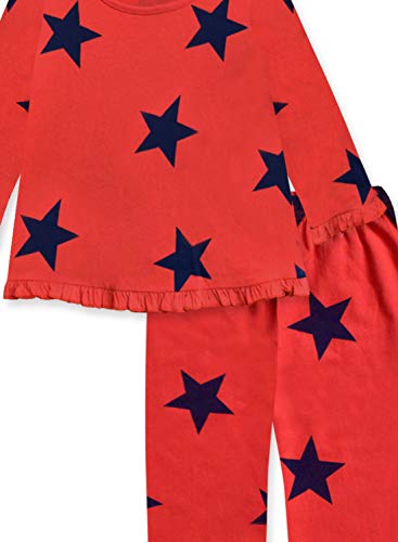 Image of A.T.U.N. (ALL THINGS UBER NICE) Girls Red- Navy Star Print Ruffle Nighsuit