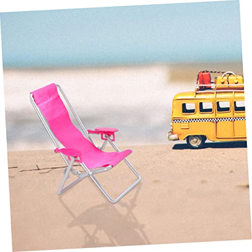Homoyoyo 2Pcs Small Home Decor Folding Beach Chair Beach Lounge Chairs Miniature Beach Chair Outdoor Toys Childs Recliner Plastic Chair Suite Baby Red Household Accessories Seaside #TOP4