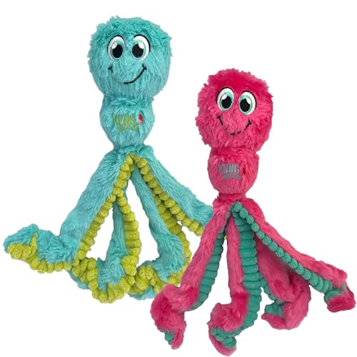 KONG Wubba Octopus Tug and Fetch Squeak Dog Toy Assorted Colors (Large (2 Pack))