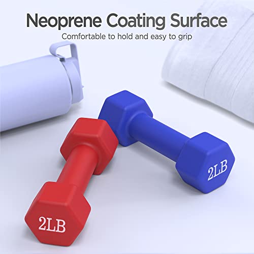 2Lb Dumbbells Set Of 2 Neoprene Coated Hex Shaped Hand Weights For Home Gym Equipment Workouts Strength Training Free Weights For Women #TOP2
