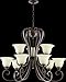 Quorum 6053-9-86 Celesta - Nine Light 2-Tier Chandelier, Oiled Bronze Finish with Amber Scavo Glass