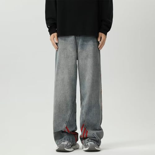 Baggy Jeans Men Draped Vintage Striped Jeans Men Relaxed Fit Washed Stripe Wide Leg Y2k Denim Pants2