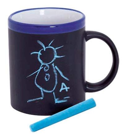 DISOK Lote de 20 Tazas Pizarra Cerámica ideales para Desayuno, en caja de Regalo. Tazas Infantiles para Colorear. Detalles para Cumpleaños, Comuniones