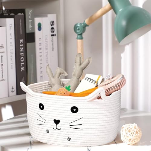 Aufbewahrungskorb Baby Spielzeug,Aufbewahrungskorb Aus Baumwollgewebe,Waschekorb Geflochten Kinder Katze,Katzen-Aufbewahrungsbox Aus Baumwolle,Zur Aufbewahrung Geeignet Spielzeugkorb,12*21*12CM,Kiuiom