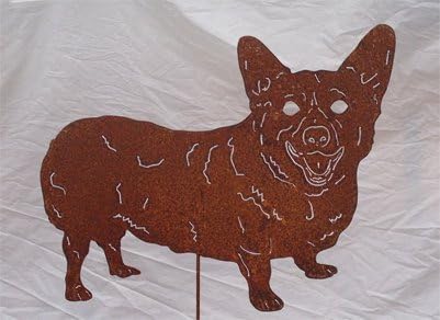 Pembroke Welsh Corgi Garden Stake/Yard Art/Lawn Ornament/Metal/Cut Out/Spike/Shadow/Silhouette/Pet Memorial