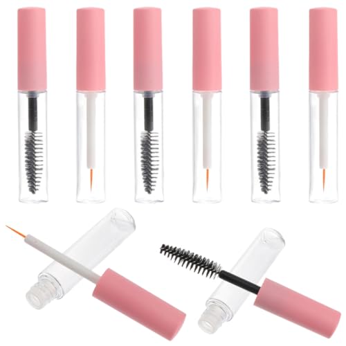 IWOWHERO Tubo de Rímel Vacío 5Ml Varita y Tapa Rosa Set de 8 Unidades 4 Tubos para Pestañas Sellado Seguro Recargable y Portátil para Maquillaje de Ojos