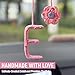 Handmade Initial Letter Pendant for Rearview Mirror,Cute Car Decor Charm Ornament, Personalized Pink Crochet Accessories for Women,Girly Automotive Interior Decorations Random Floral(E)
