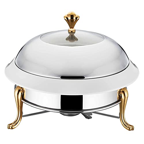 Scaldavivande in acciaio inox con fornello per vino e bagnomaria, scaldavivande rotondo per cucina, feste e matrimoni