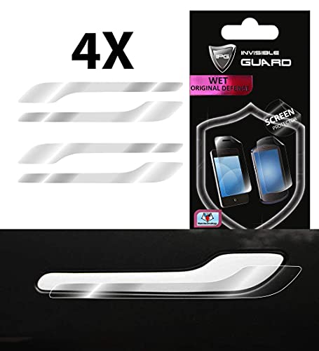 Image of IPG Compatible for Model 3 / Model Y /Juniper Door Handle Decal Sticker Wrap Kit (Set of 4) with Tesla Logo Personalize Your Tesla (Clear)