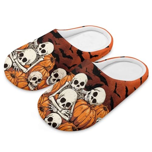 Jeiento Halloween Slippers for Women Men Comfy Fuzzy House Slipper Home Shoes Anti Slip Spa Slipper for Guest