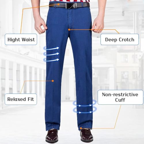 Alkyne Men's High Waist Straight Fit Stretch Jeans, JettJeans Men's Straight Jeans, Slim-Fit Stretch Denim Pant4