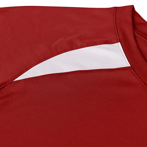 CHAMPRO Camiseta de beisebol xadrez, juvenil grande, escarlate, branco