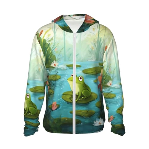 UPF 50+ Sun Protection Hoodie Rash Guard Long Sleeve Sun Shirt Frog in a pond UV Shirt Full Zip Jacket