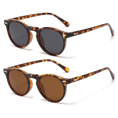 Image of JOVAKIT Vintage Kids Polarized Sunglasses for Girls Boys Age 2-9, Round Sun Glasses for Children UV400 Protection