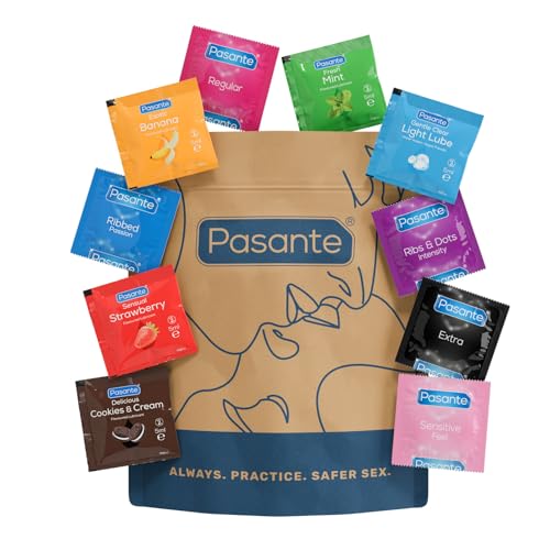 Pasante Mixed Condoms and Lubricants Limited Edition Pack | Mix Pack of 30 Including Textured Condoms and Flavoured Lubricants
