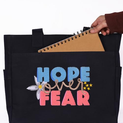 Image of TSANTA U Shaped Canvas Tote Bag, 35.56x33.02 cm with 10.8 cm Gusset, Cotton, Zipper Closure, Laptop Compartment