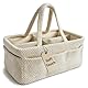 Wickelkorb Beige Flauschig - Wickelorganizer für Babys – Aufbewahrungskorb für Windeln, Feuchttücher und Babyartikel – Perfektes Baby Geschenk, Organizer für Wickeltisch und Wickeltasche