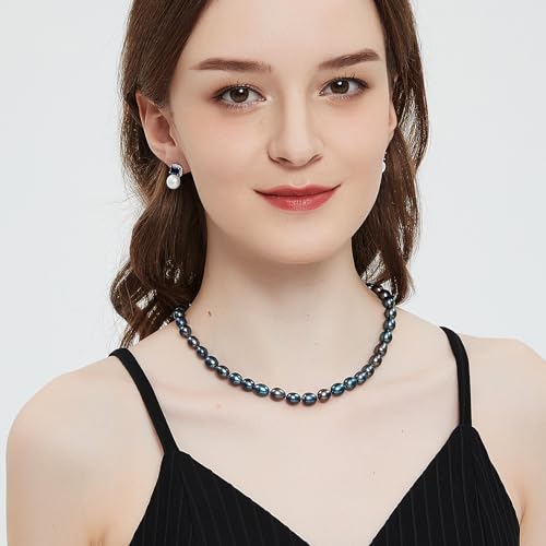 YAMI Tahitian Pearl Necklace, Natural Black Saltwater Cultured Baroque Pearls, 18+2 Inch with 925 Sterling Silver Clasp, Luxury Jewelry Gift for Women, Mother, Wife4