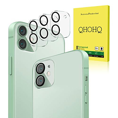 QHOHQ Lente de cámara Protector para iPhone 12 6.1, [3 Unidades] Cristal Templado Protector de Pantalla [Alta Definición] [Anti-rasguños],No Afecta el Rodaje Nocturno