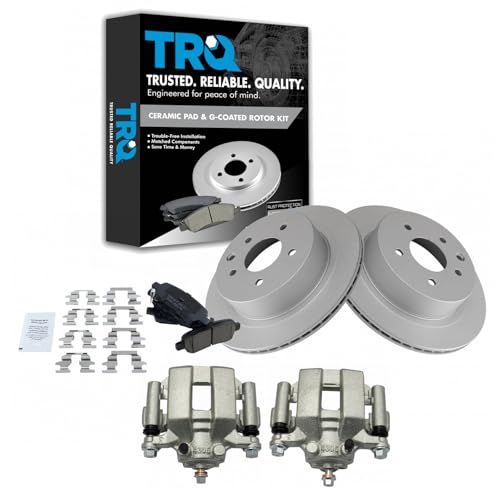 Image of TRQ Rear Brake Pad and Rotor Set Ceramic Vented Coated Rotors Calipers | For 2003-2005 Infiniti G35 350Z