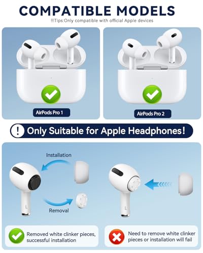 Image of 8 Pairs Replacement Ear Tips for AirPods Pro 2nd /1st (W+Black) | (4 Size XXS /XS /S /M /L )Silicone Ear Tips with Cleaner kit,Noise Reduction Holewith & Built-in dust Guard Screen