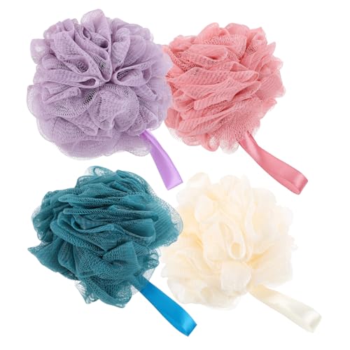 LIFKOME 4 piezas Esponjas Exfoliantes de Ducha para Baño Accesorio Corporal de PE Firme para Sensible Limpia y Masajea Eficazmente